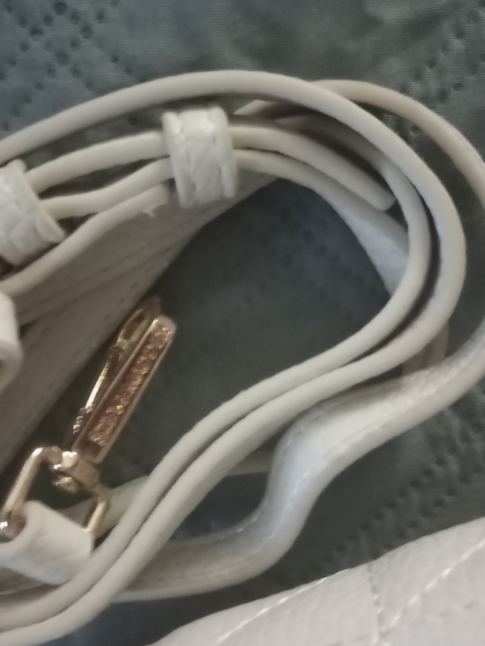 Steve Madden White Quilted Mini Crossbody with Gold Charm Chain - Picture 5 of 10